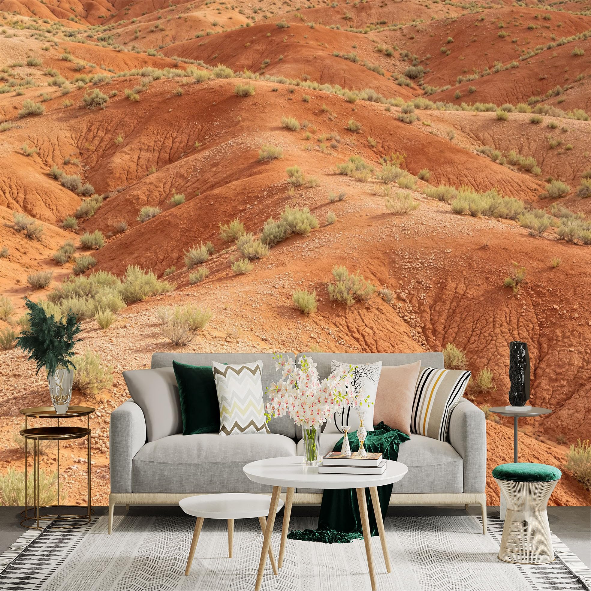 Lnzczhyre Dbh260521325 Custom Size Wall Sticker Mural， Red Desert Landscape， Sand Dunes， Arid Terrain， Southwestern Scenery， For Wall Decoration， Peelandstick Wall Decals.