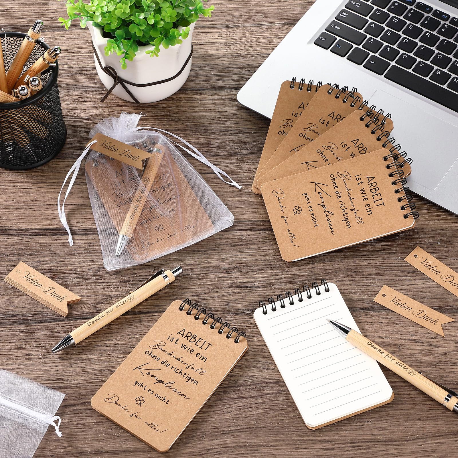 Nezyo Set van 12 afscheidsgeschenken, collega's, leraren, bedankje, cadeaus voor collega's, balpen, bedankt voor alles spiraal, notitieblok, beste collega's, cadeau (Moge je trots zijn op het werk