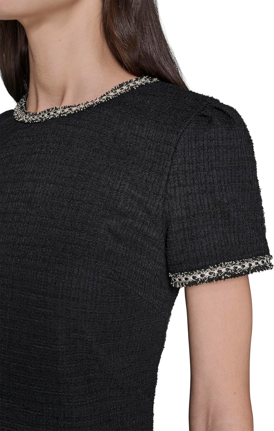 Karl Lagerfeld Womens Short Sleeve Knit Tweed A-line Dress - Image 5