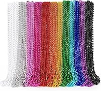 EOBOH 144PCS Mardi Gras Beads Necklaces, 12 Metallic Colors 33" Bulk Party Supplies for Festivals, Parades, Halloween & Weddings