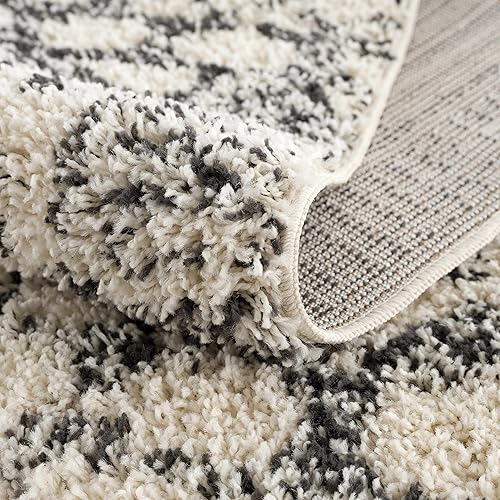 Miniatura 8 de Hauteloom Colección Berber Shag Buan - Alfombra rústica con borlas para sala de estar y dormitorio, de pelo alto, felpa mullida y estilo tribal