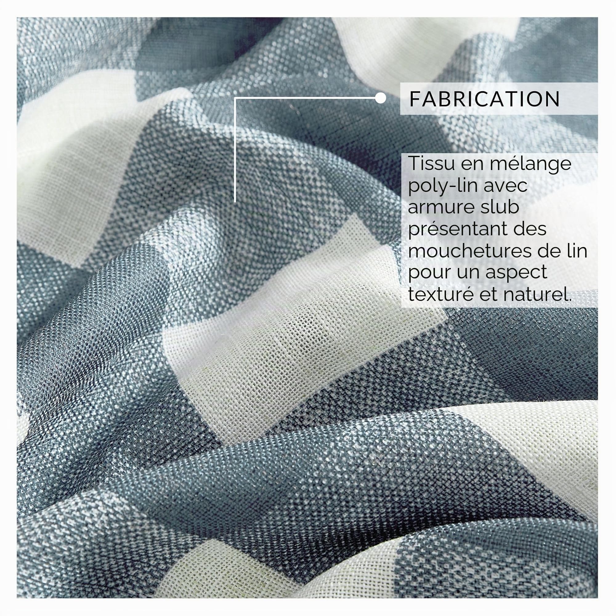 Elrene Home Fashions Farmhouse Living Grainger Rideau de fenêtre occultant à Carreaux de Buffle, pour Salon et Chambre à Coucher, 132,1 x 241,3 cm, Chambray, 1 Panneau