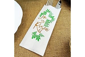He Is Risen White Kraft Paper Easter Silverware Bags