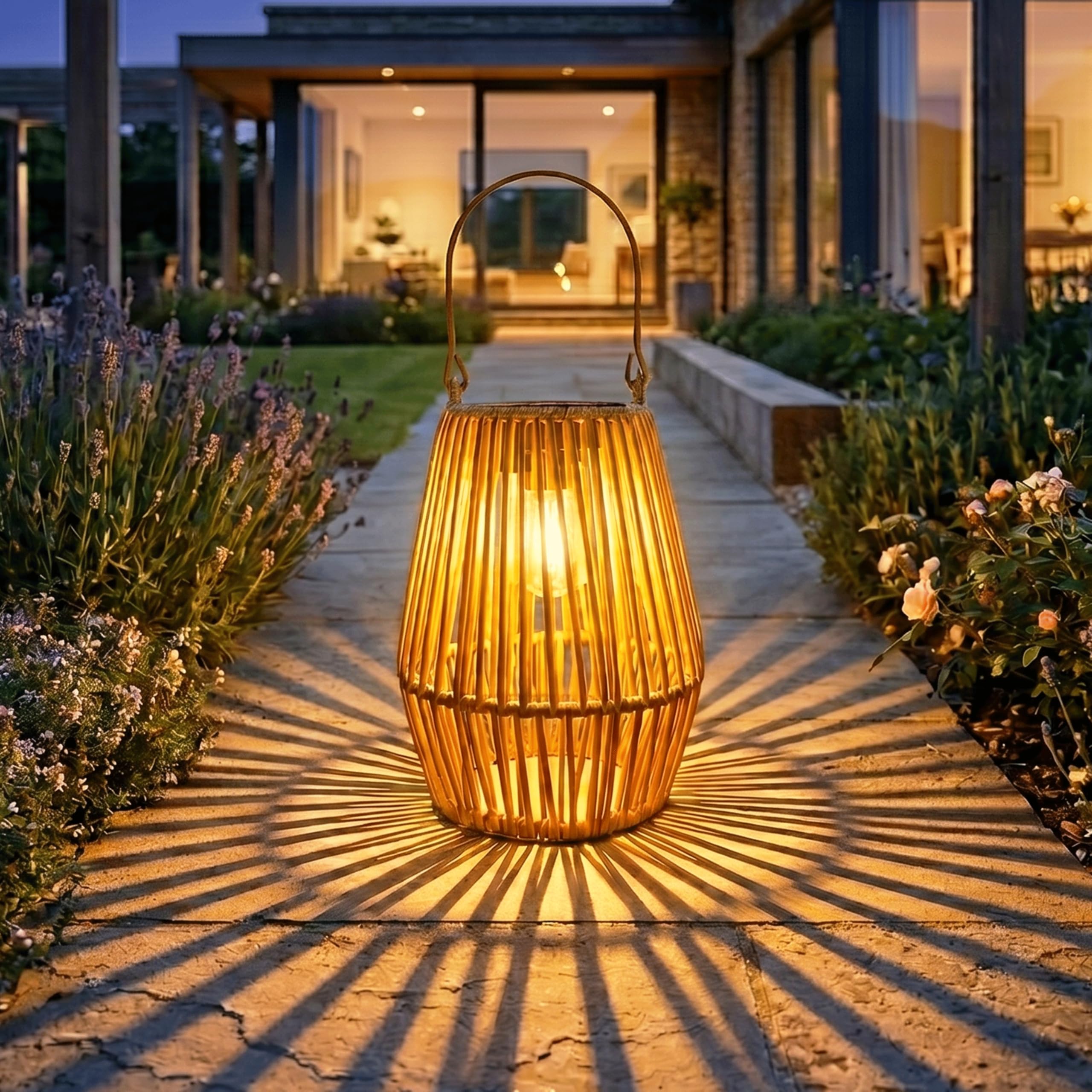 Solar Lantern for Outside, Woven Rattan Outdoor Lantern, IP65 Waterproof Garden Decorations Outdoor Light, Hanging Solar Light for Outside Patio Balcony , Garden Gifts for Women Mum — image 1