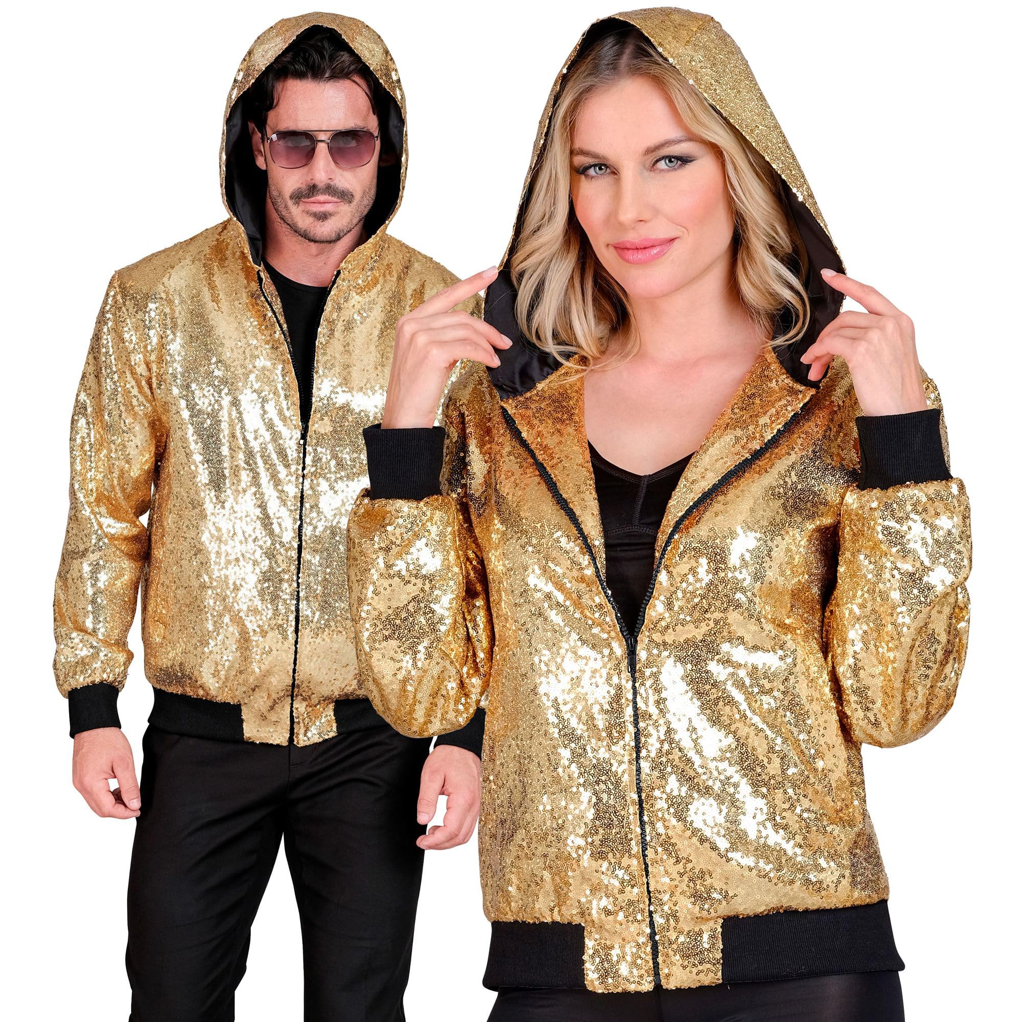 Widmann - Party Fashion Bomber Jacket with Hood, Sequin Jacket, Party Outfit, Disco