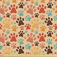 Vista 82 de Ambesonne The Yard, tela de mariquitas de The Yard, flores exóticas hibisco hawaiano follaje ilustración botánica flor de primavera, tela