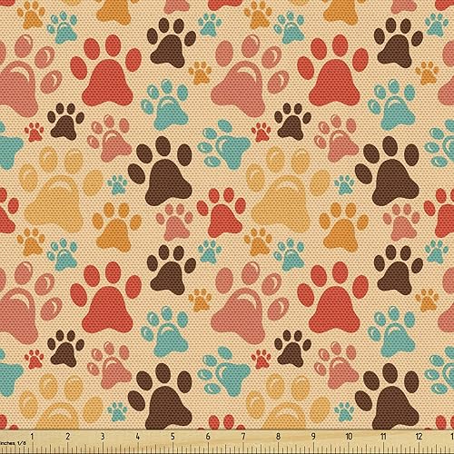 Miniatura 82 de Ambesonne The Yard, tela de mariquitas de The Yard, flores exóticas hibisco hawaiano follaje ilustración botánica flor de primavera, tela