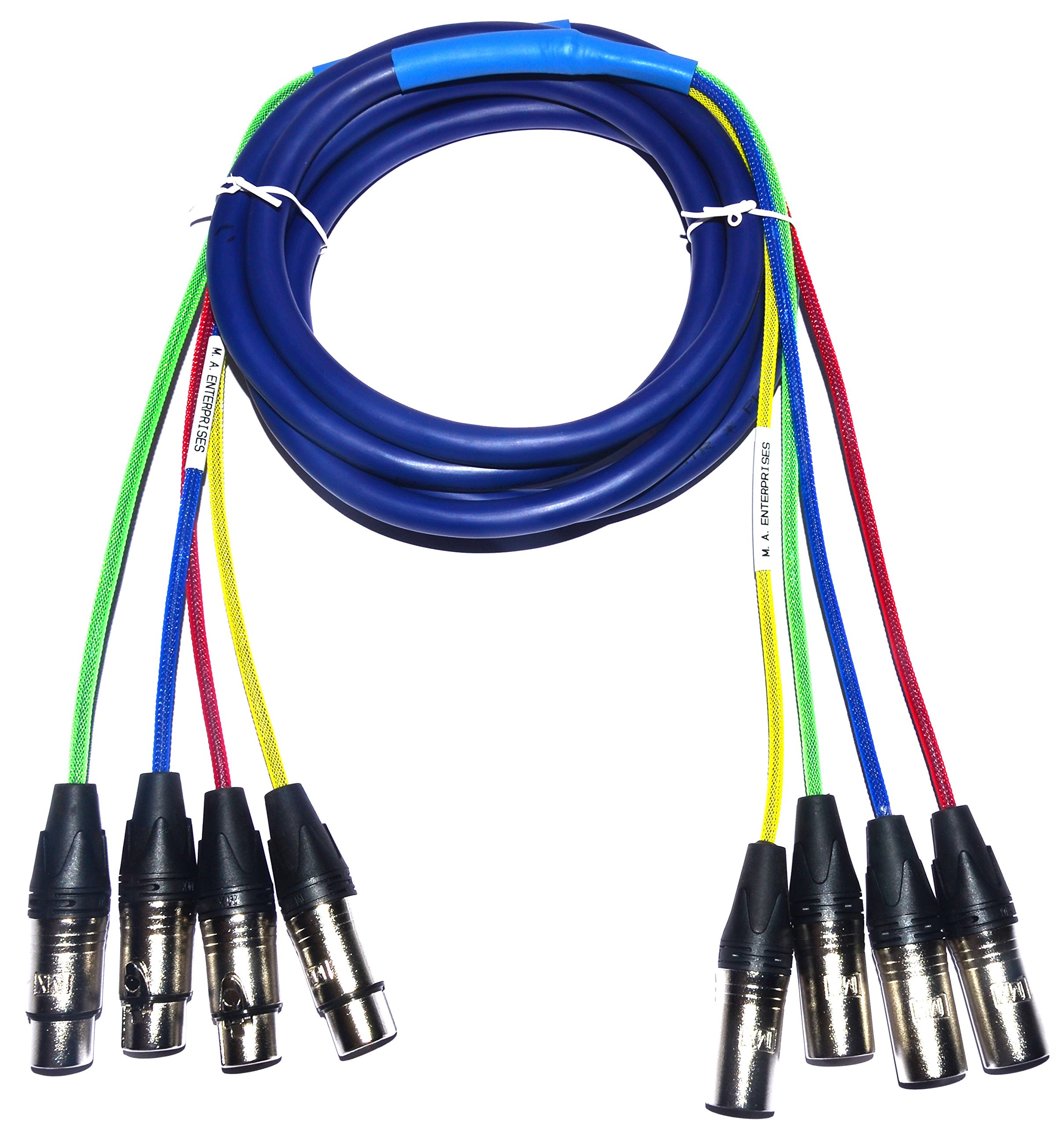 MA 4 Channel Snake XLR Male to Female Cable - 3 Pin Microphone Extension, Balanced Audio for Mic, Guitar Amplifier, Mixer (10 M, Multicolour)
