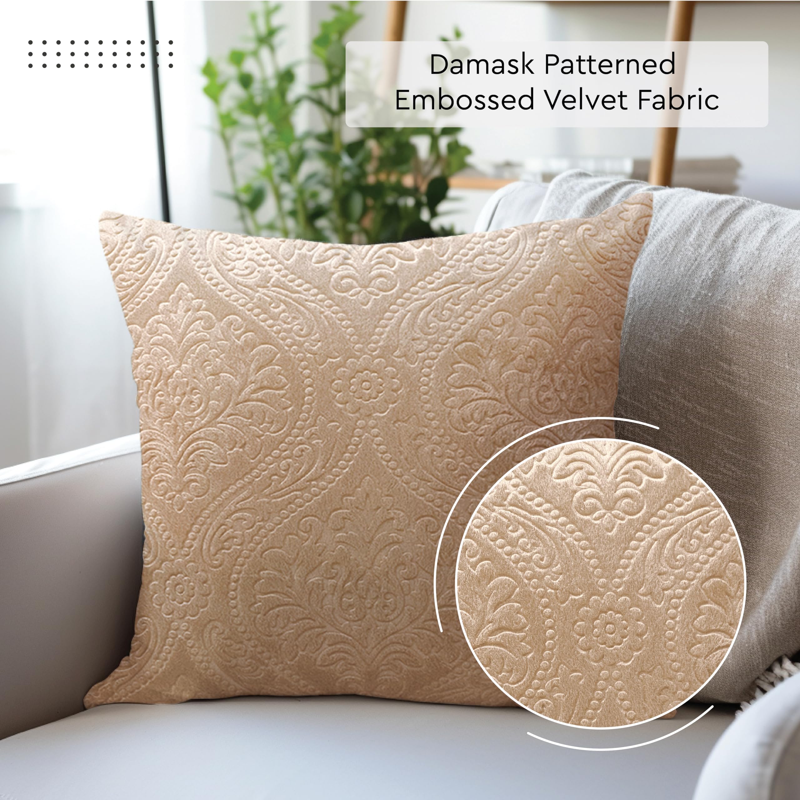 Encasa XO Luxury Embossed Velvet Cushion Covers, Plush Throw Pillow Covers For Elegant Living Rooms & Bedrooms - Image 3
