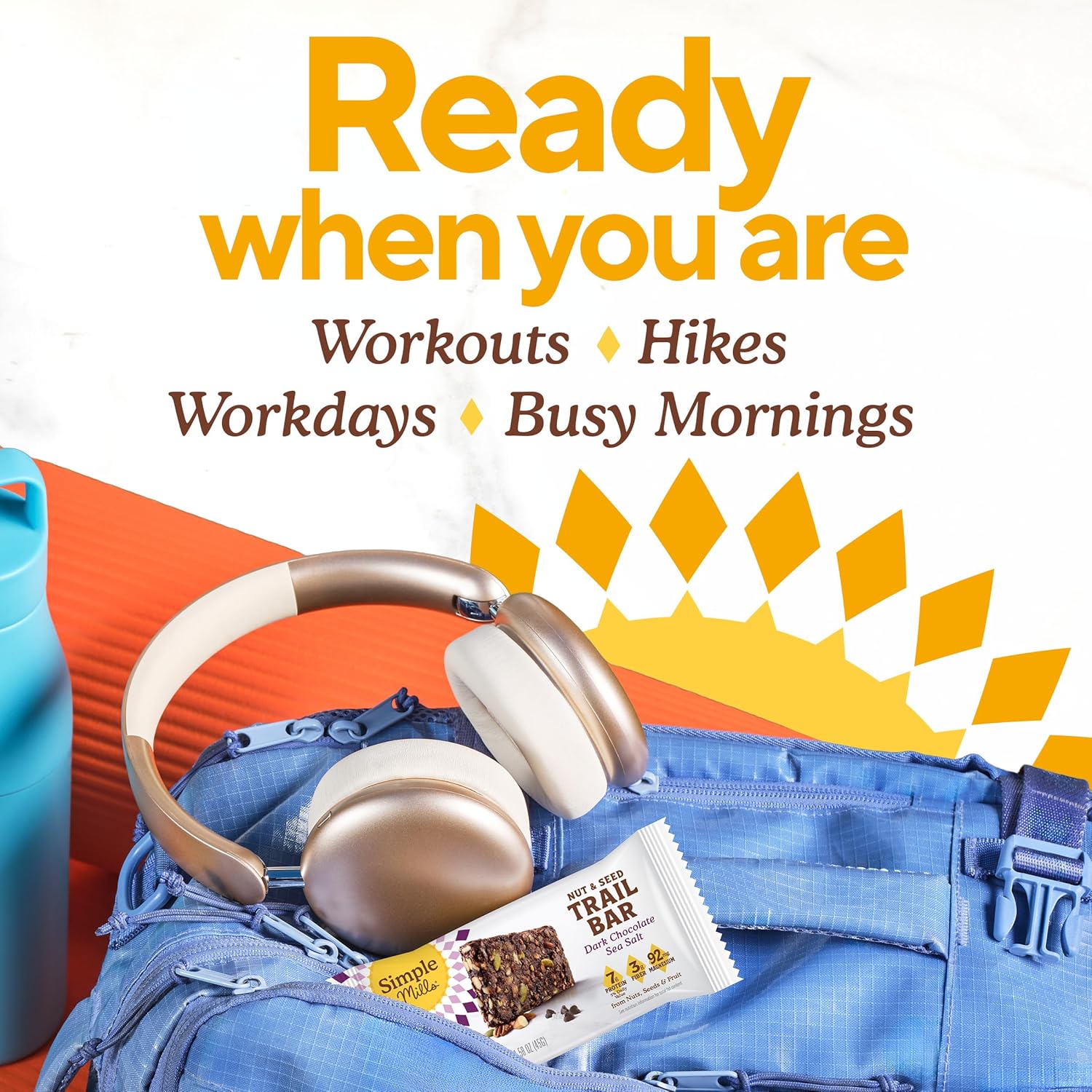 Simple Mills Trail Bar Dark Chocolate Sea Salt (5 Bars) – Rich Chocolate with Nuts & Seeds (Pack of 6)