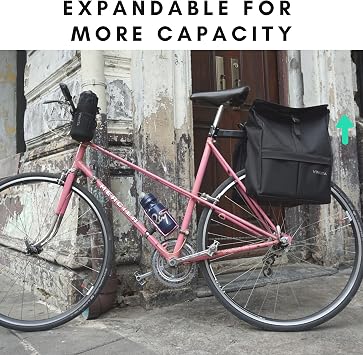 Vincita Double Bike Pannier Bag 12L Top Load Rear Rack Saddlebags (2 Tone Grey)