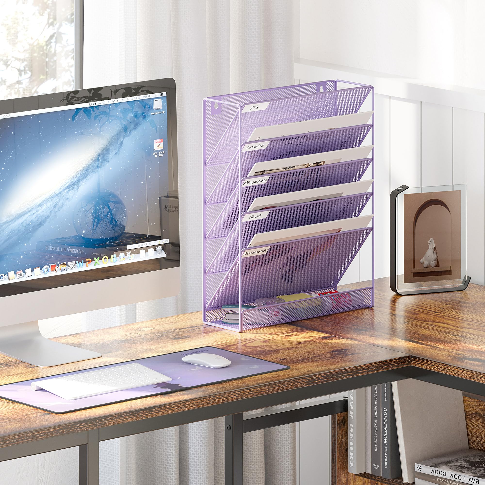 EasyPAG Supporto da parete per archivio, 6 ripiani, verticale, da appendere, per ufficio, casa, colore: nero