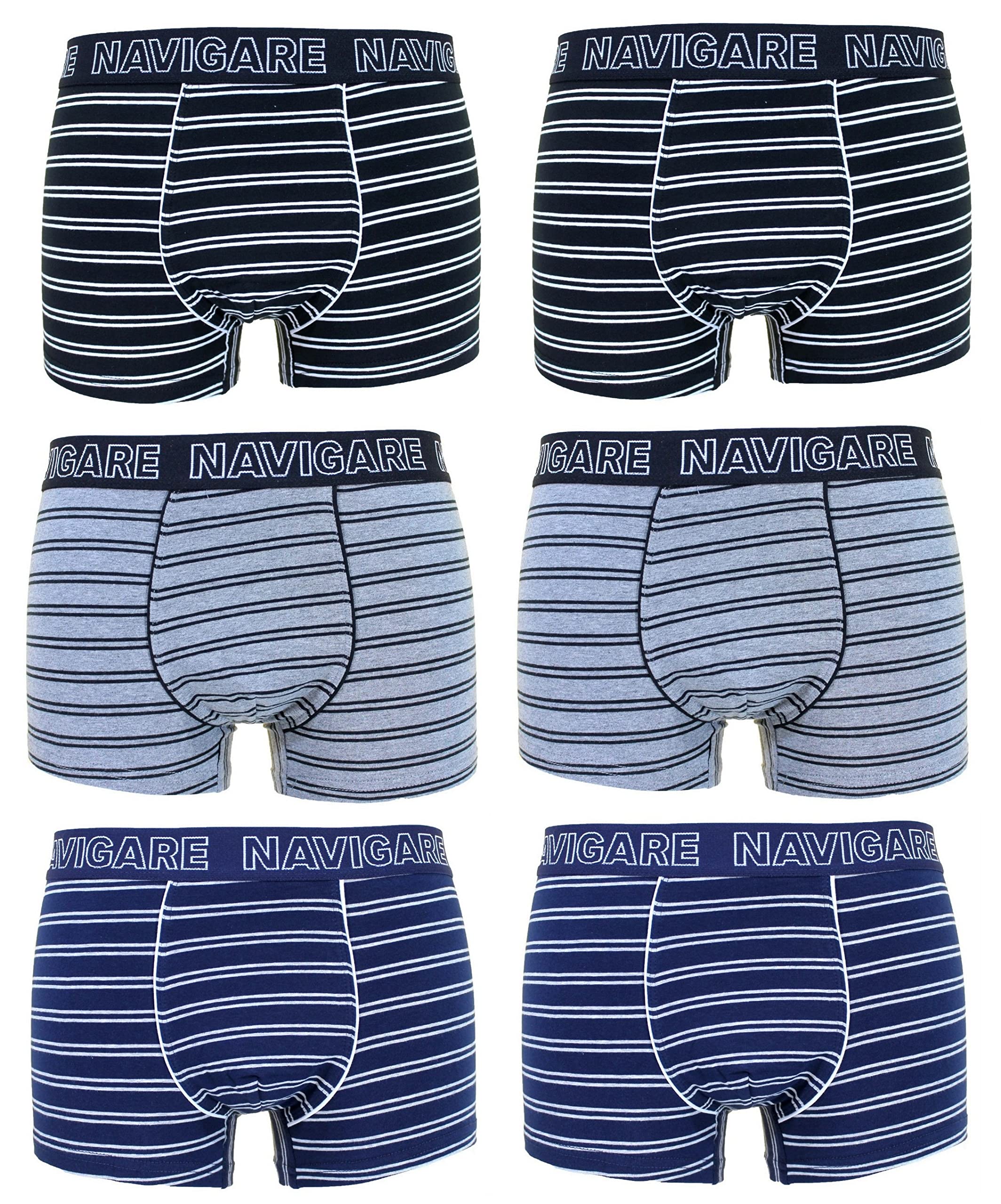 Navigare 6 Boxer Uomo Underwear Mutanda Intimo Elasticizzato Elastico Esterno Varie Fantasie (M, 21175Z)