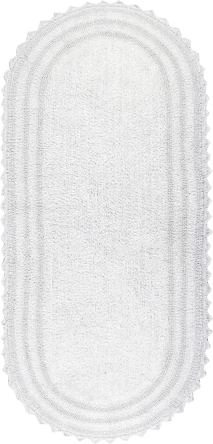 Royal Blaze White Crochet Reversible Bath Mat Runner 100