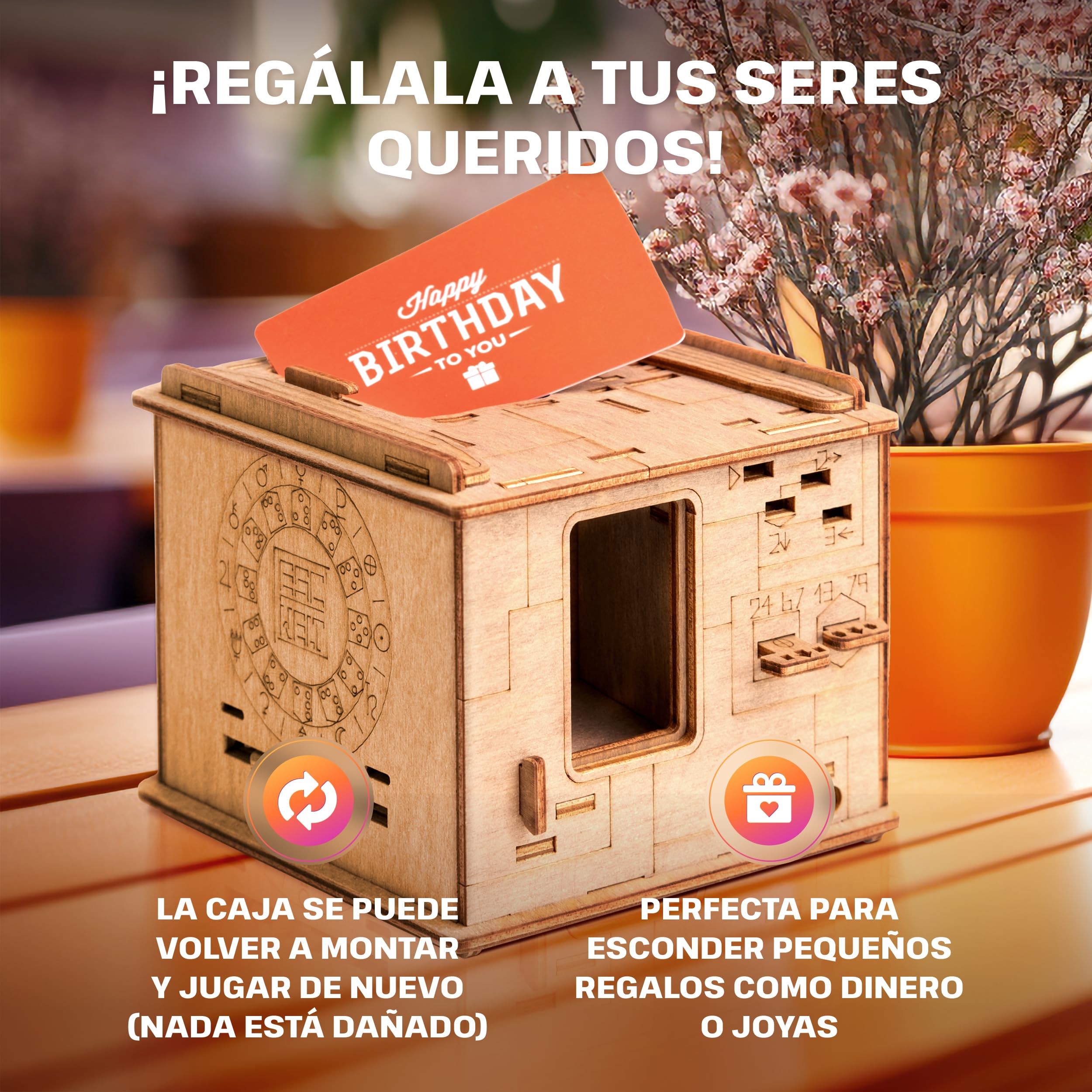 ESC WELT Juego de Rompecabezas 3D Space Box - Caja de Rompecabezas de Madera 3 en 1 - Juego Rompecabezas de Acertijos - Puzle para Niños y Adultos adivinanzas - Pascua Juego Mental de Escape Room