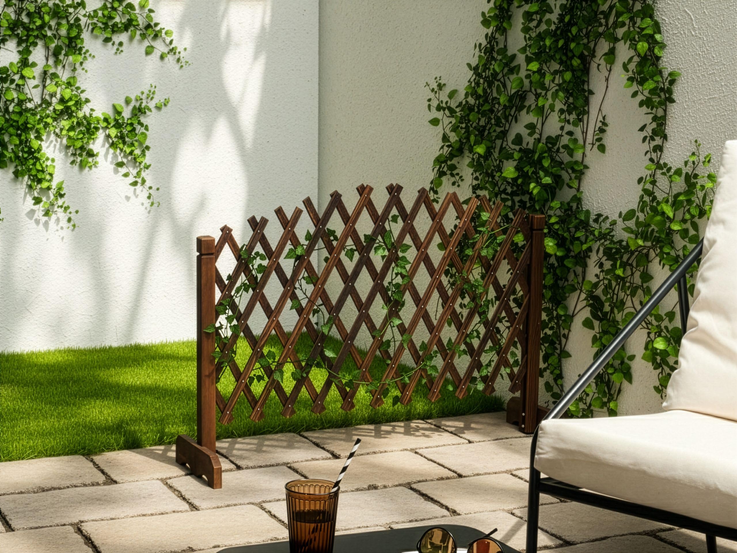 Celosía de jardín Enrejado Extensible y Plegable 122 x 70 cm Madera de Abeto marrón Oscuro Pavarolo