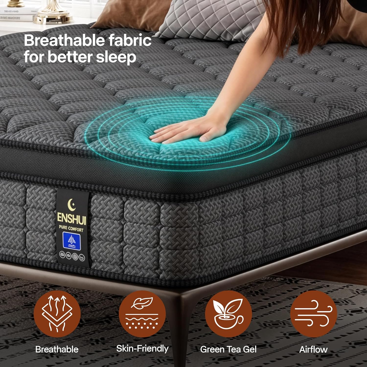 ENSHUI Twin Mattress,12 Inch Hybrid Mattress in a Box，Medium Firm Mattresses with Gel Memory Foam & Pocket Springs, Pressure Relief, Cooling,Edge Support, 100 Night Trial