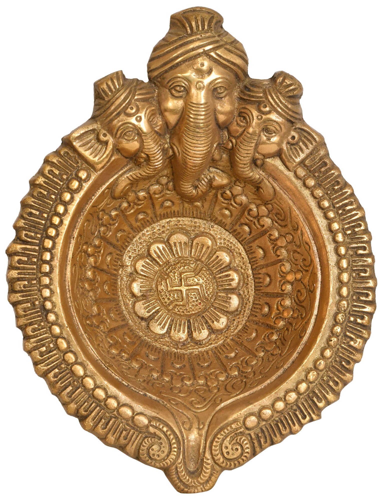 Statue Ganesha Tri-mukha pūjā diya multicolore de 6 cm pour autel