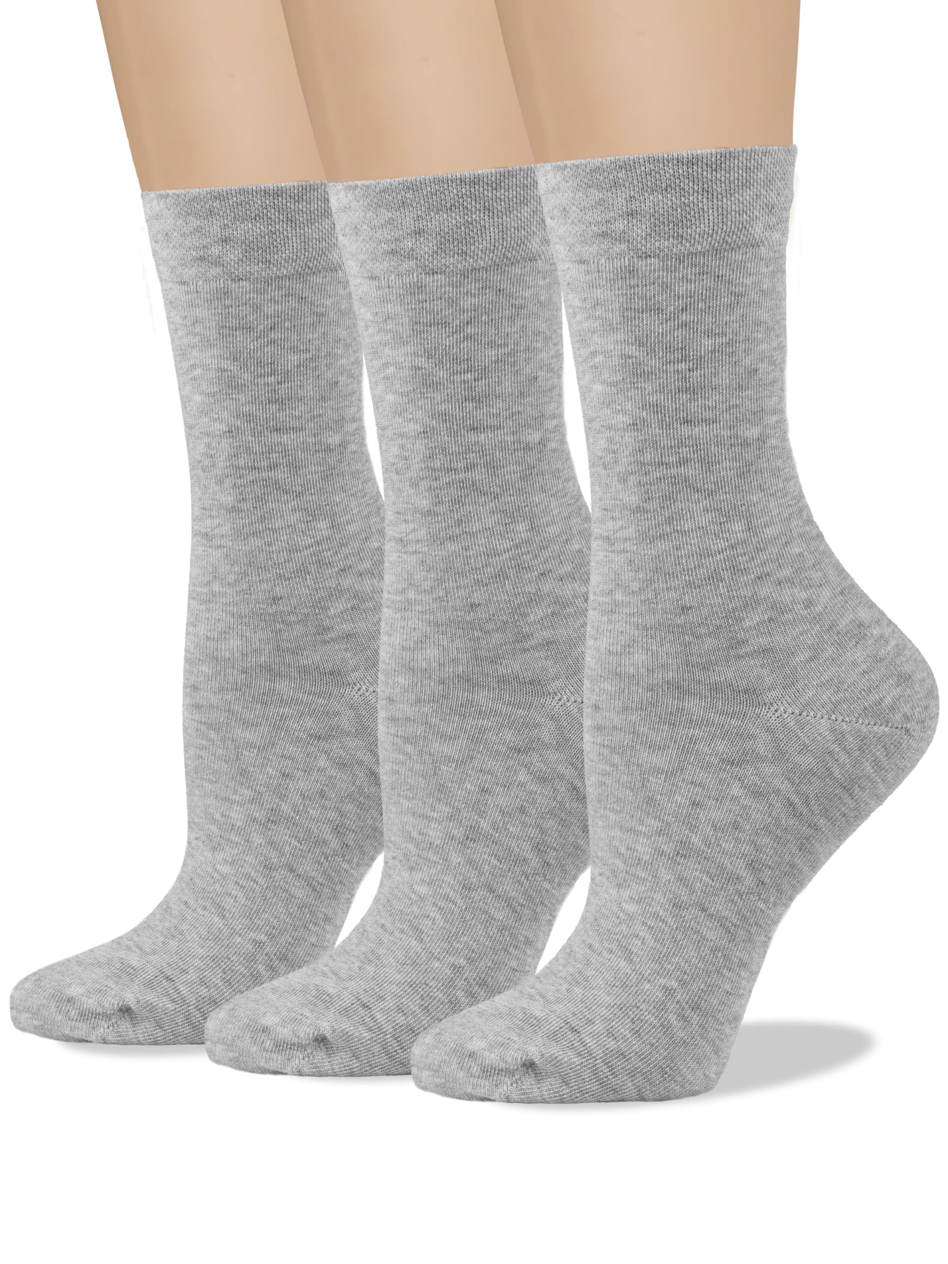 COTTON DAY Women's Soft Combed Cotton Socks Seamless Toe Black White Navy