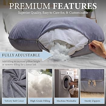 一点限り❣️´PharMeDoc 抱き枕 冷却 Ｊ形　108x48cm Amazon｜Pharmedoc 妊婦用枕 XL J型 抱き枕 冷却カバー グレー