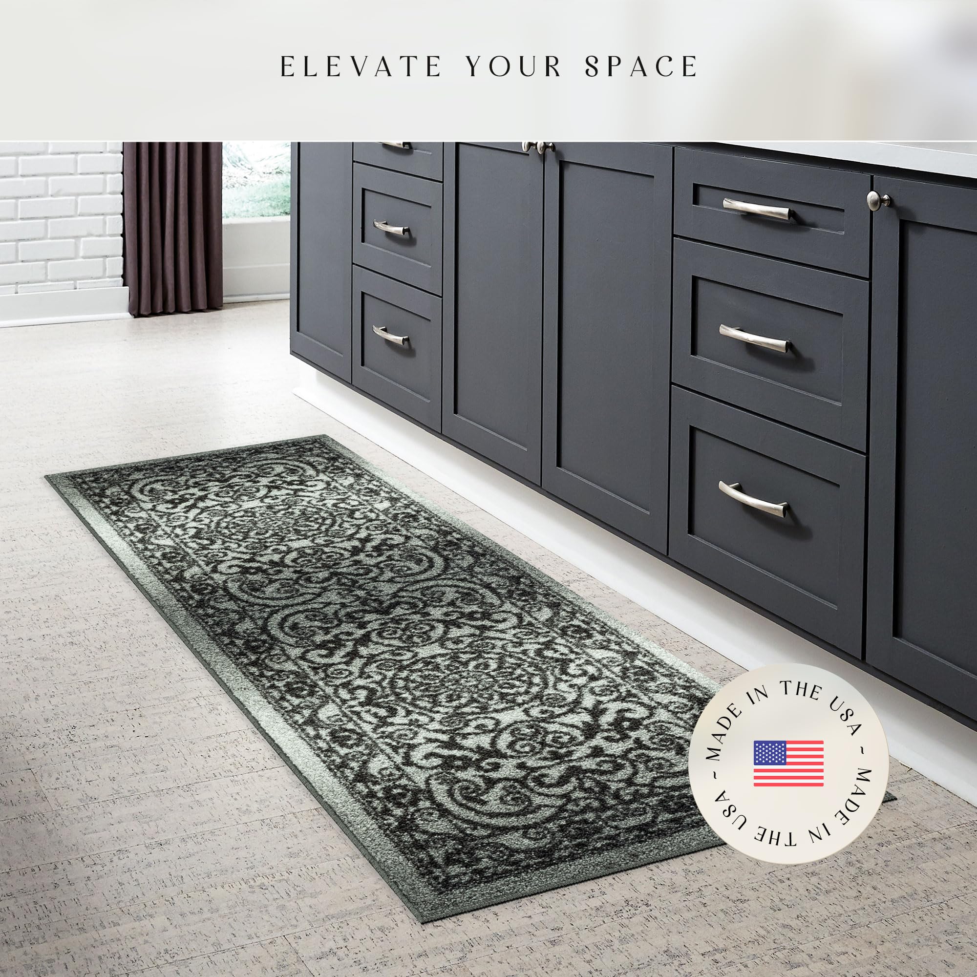 Maples Rugs Pelham Vintage Medallion Area Rugs - Made in USA - Low Pile, Non Slip, Pet-Friendly Mat for Bedroom, Office, Living & Dining Room, 5' x 7', Wineberry