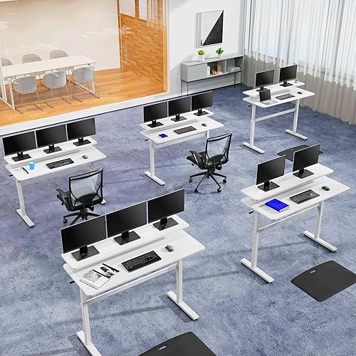 Miniatura 2 de Stand Steady Tranzendesk - Escritorio de pie de 55 pulgadas con estante de abrazadera, estación de trabajo de pie ajustable en altura con elevador