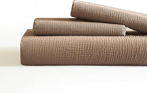 Miniatura 8 de SE SOFTEXLY Juego de funda de edredón de muselina tamaño Queen, 100% algodón lavado, ultra suave como el lino, funda minimalista de 3 piezas con 2
