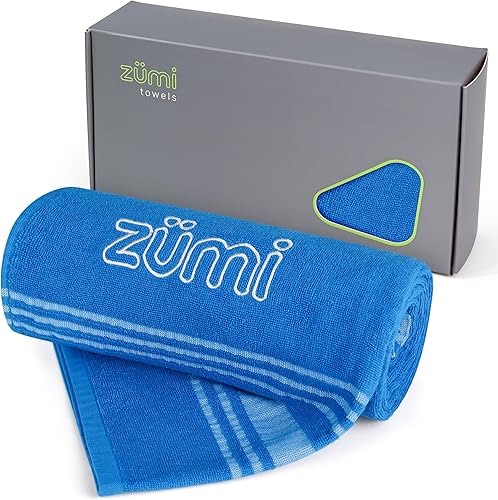 Zumi Toalla de viaje 100% algodón de secado rápido, suave, delgada, compacta, altamente absorbente, toalla de camping ligera para playa, gimnasio,