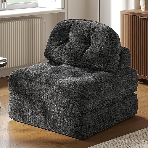 Dowinx Folding Sofa Bed with Pillow, Small Convertible Comfy Couch Bed for Adults Home Lounge and Gaming, Modern Comfortable Design for Apartment Living Room Bedroom, Smooth Velvet, Black