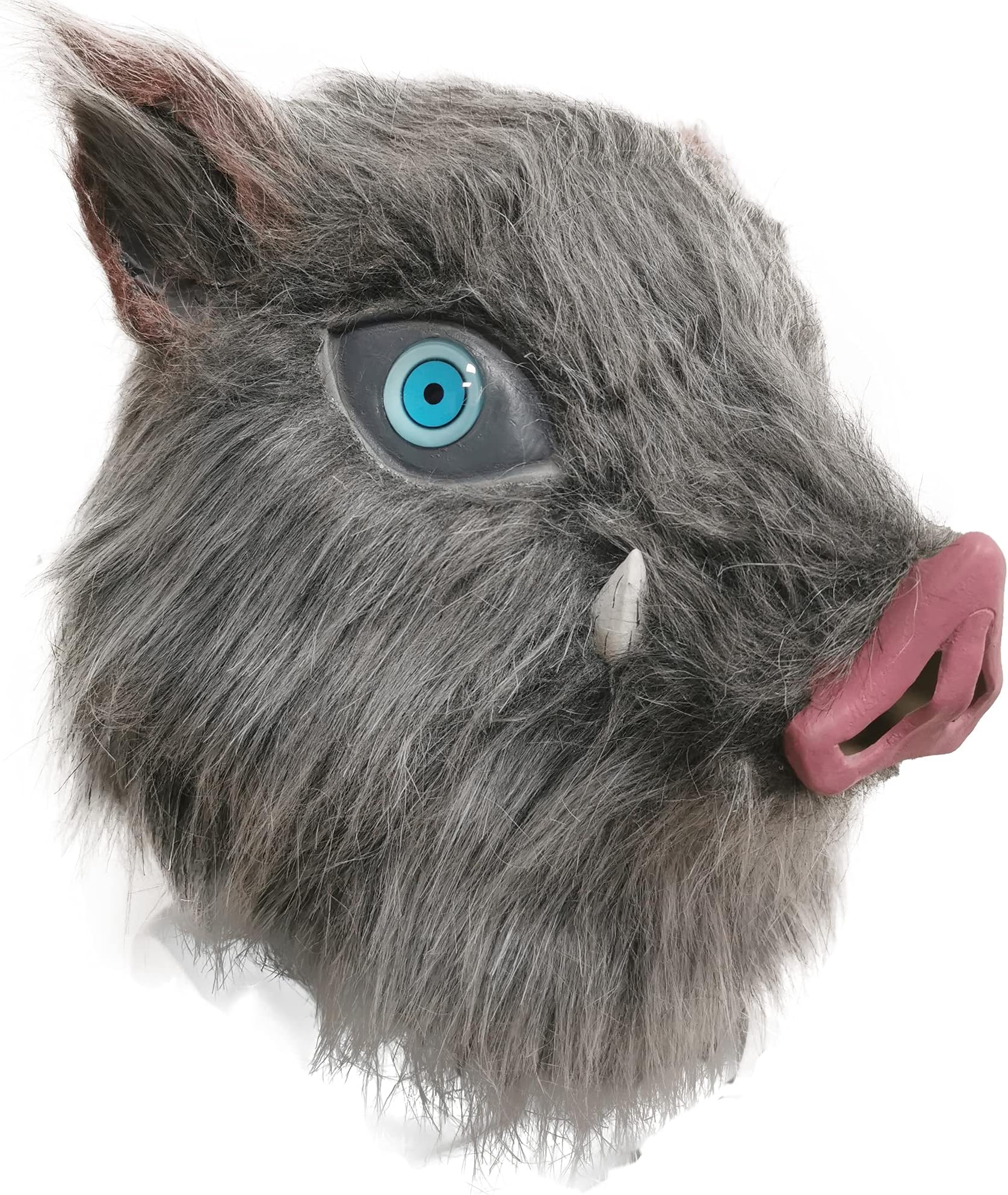HACoser Hashibira Inosuke Mask Anime Boar Fluffy Cosplay Helmet Halloween Party Fancy Dress Costume Props (Grey) One Size
