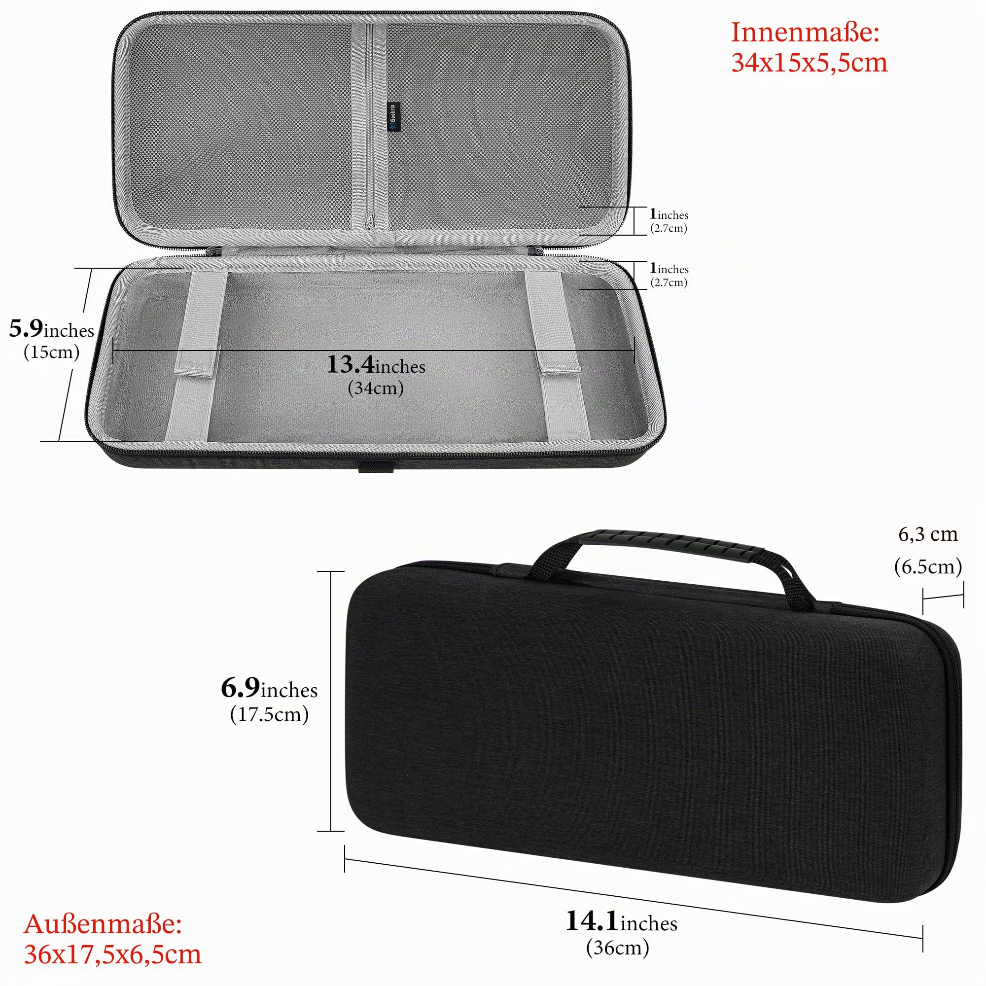 Geekria 75% - 80% Keyboard Case Hard Travel Case for 84 Keys Computer Wireless Portable Keyboard Compatible with Keychron K2 K3 FELiCON Mini Mechanical Keyboard