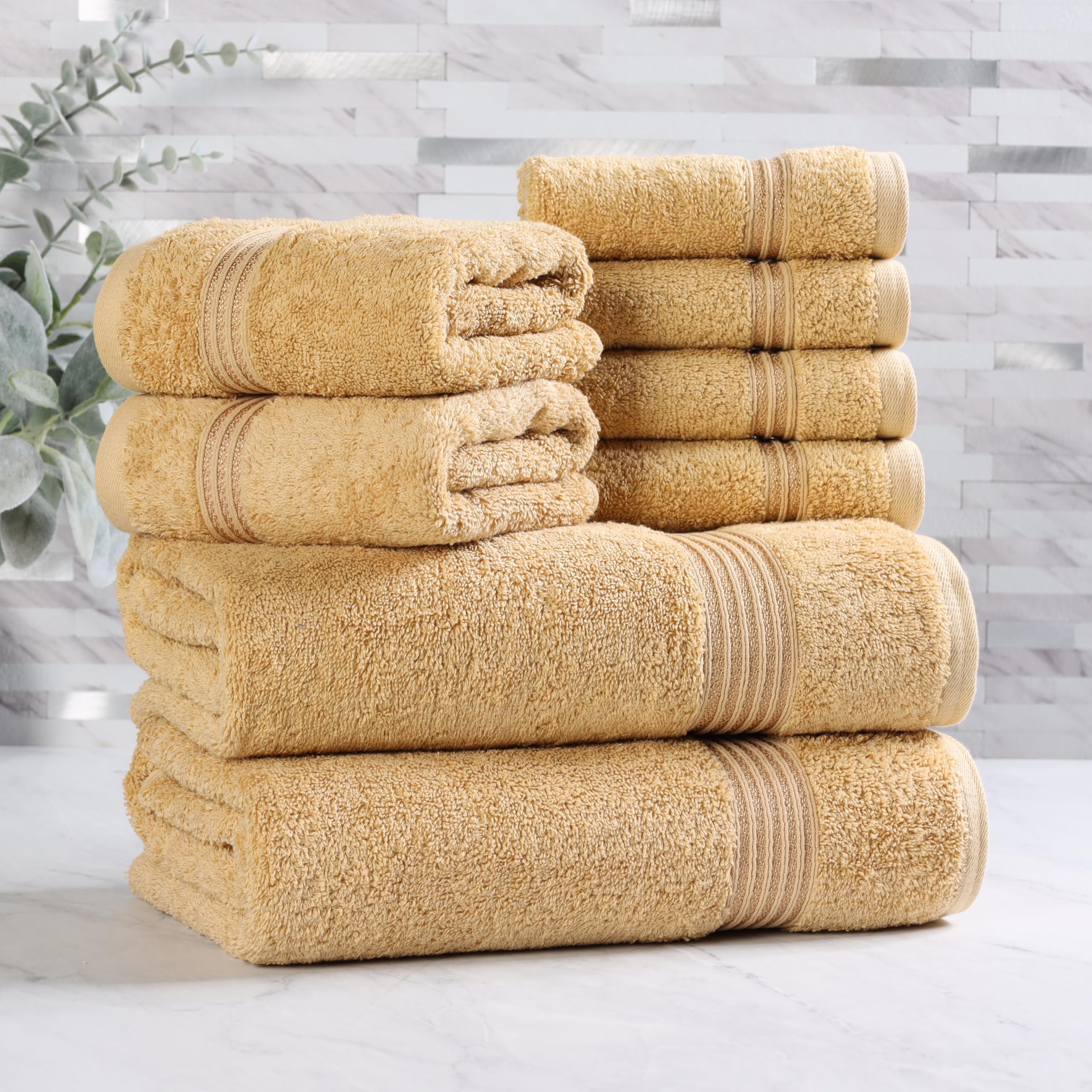 Superior Egyptian Cotton 8-Piece Towel Set, Assorted Towels for Home Bathroom, Guest Bath Decor Essentials, Includes 2 Bath, 4 Hand, 2 Face Towels/