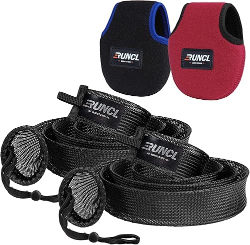 RUNCL Mangas de caña de pescar y bolsas de carrete, calcetines de caña de hilarfundición y cubiertas de carrete de hilarbaitcasting, solución de