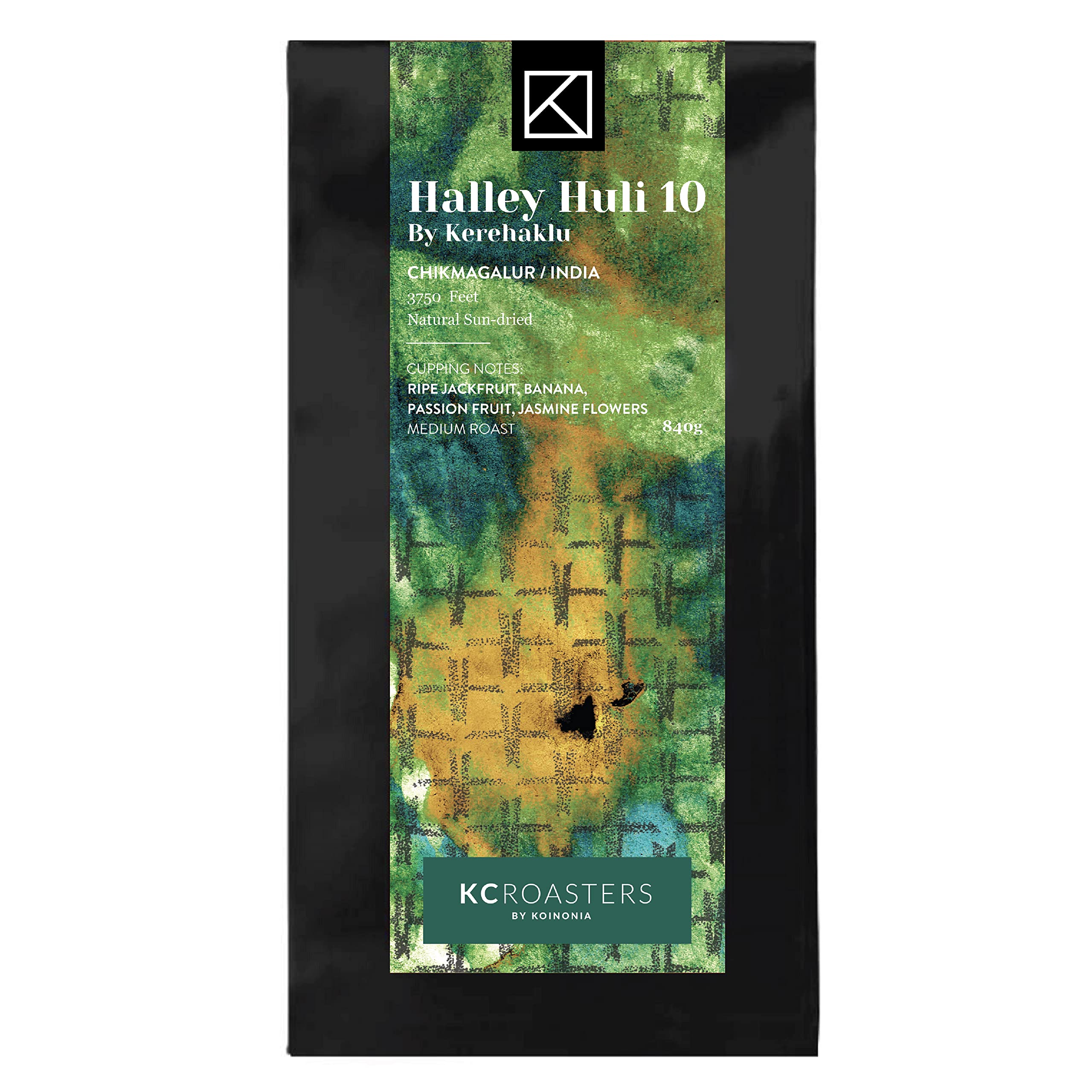 KCROASTERS KOINONIA | Halley Huli Medium Roast Coffee | 840gm | Moka Pot-Grind| Natural Sun Dried Process | Arabica Coffee Beans