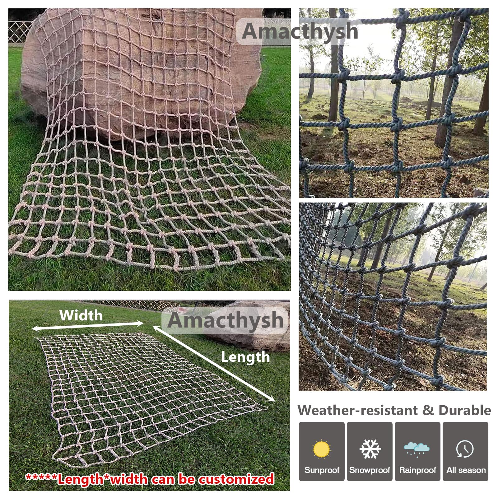 Resistente rete da arrampicata per bambini, 1 x 2 m, rete di sicurezza in poliestere per parchi giochi all'aperto, case sugli alberi e palestre della giungla, robusta protezione da arrampicata per
