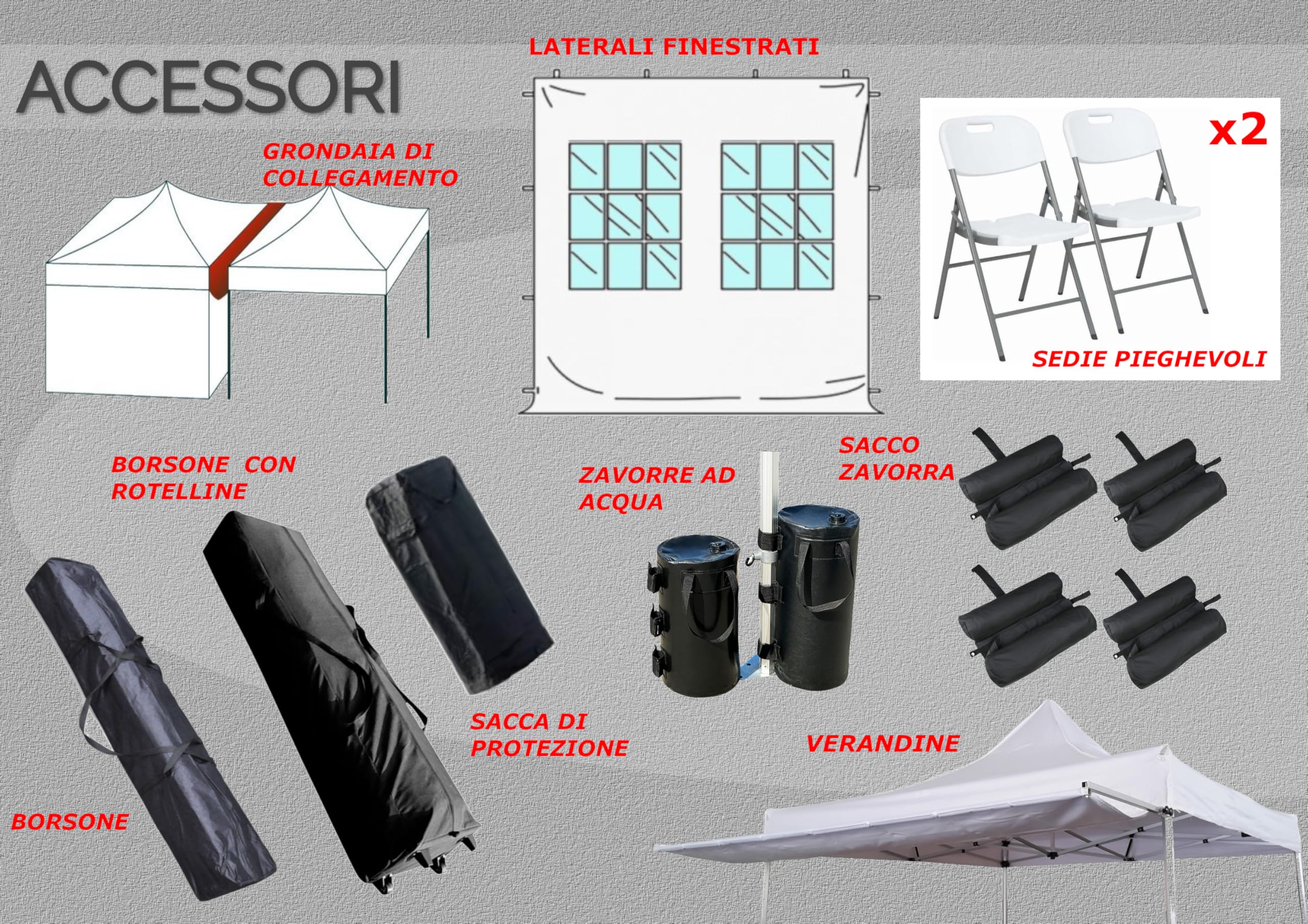 Gazebo pieghevole acciaio portatile, Bianco, 3x4,5m