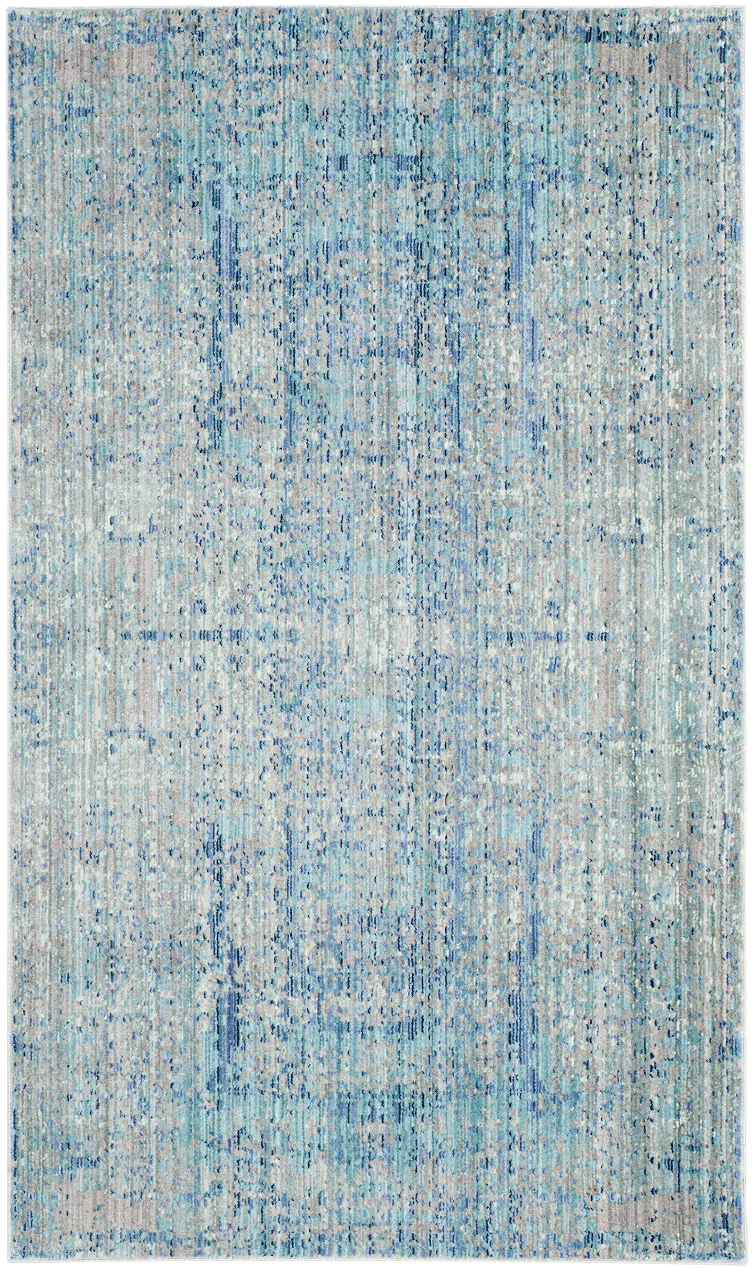 Safavieh Metro-Mod Indoor Woven Rectangle Area Rug, Mystique Collection, MYS971, in Light Blue / Multi, 91 X 152 cm for Living Room, Bedroom or Any Indoor Space