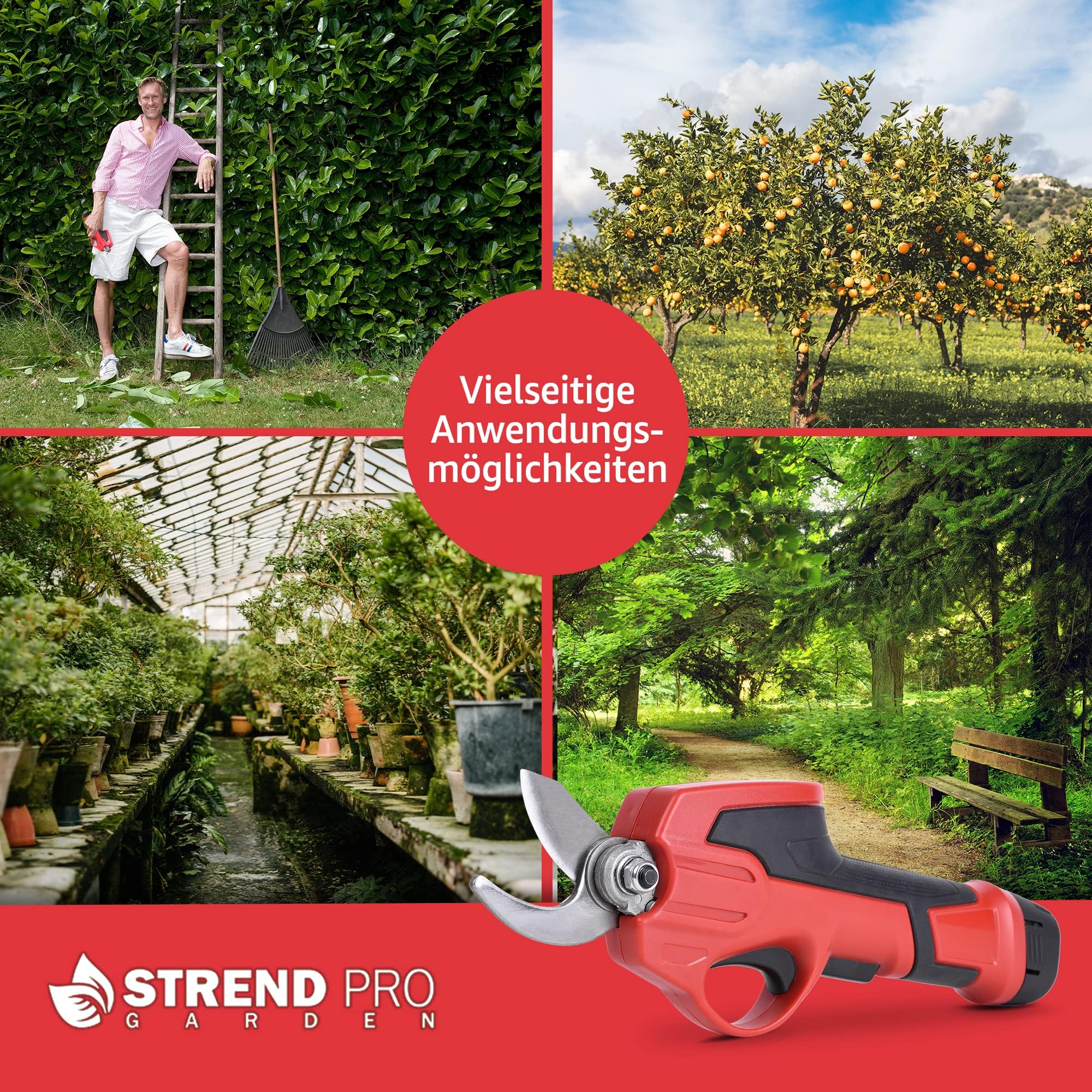 STREND PRO Akku Elektrische Astschere Teleskop | für einfach Garten und Baum Beschneiden | max. 22mm, 170cm Lang teleskopstiel Getriebe gartenschere | 1 x 7.2V Akku enthalten | Akkuschere, Baumschere