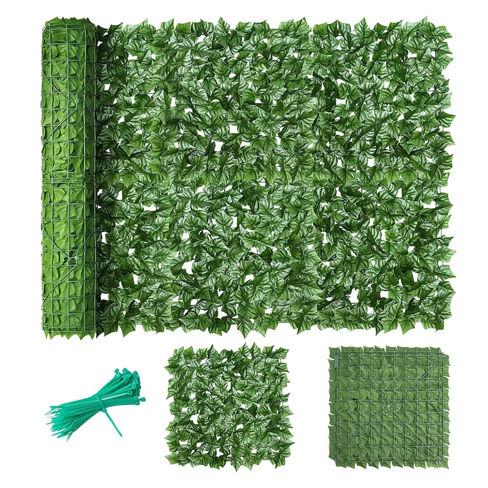 Sztuczny żywopłot na balkon Rozszerzalny panel ze sztucznej zieleni do ogrodzenia ogrodu dekoracyjna roślina ściana odporna na promieniowanie UV 1x7 m (kolor: zielony)