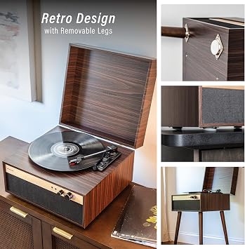 Crosley CR6236AFT-WA Jasper Record Player, Walnut