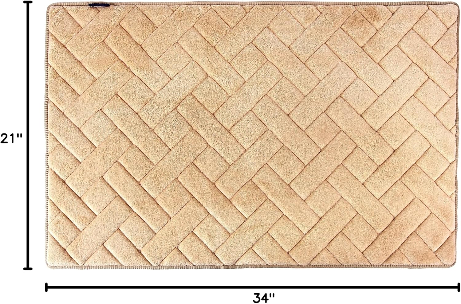 Memory Foam Accent Rug in Herringbone - Beige 21 * 34