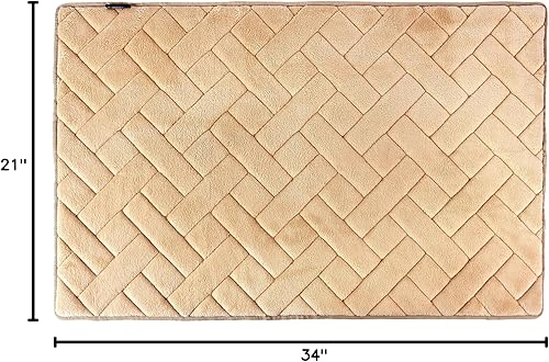 Miniatura 3 de Alfombra decorativa de espuma viscoelástica en espiga - Beige 21 * 34