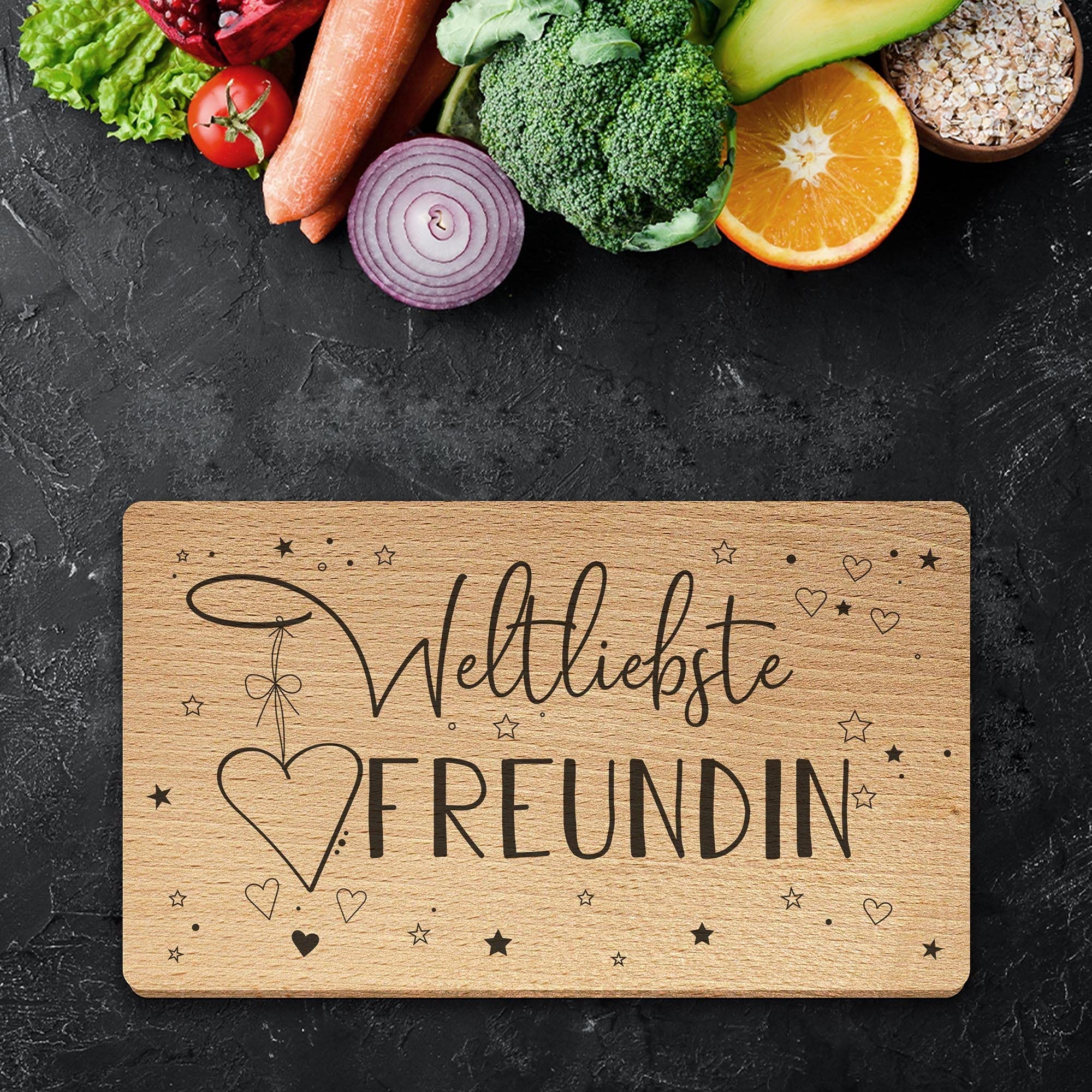 AWASG Frühstücksbrettchen Personalisiert - Graviertes Holzbrett Für Beste Freundin