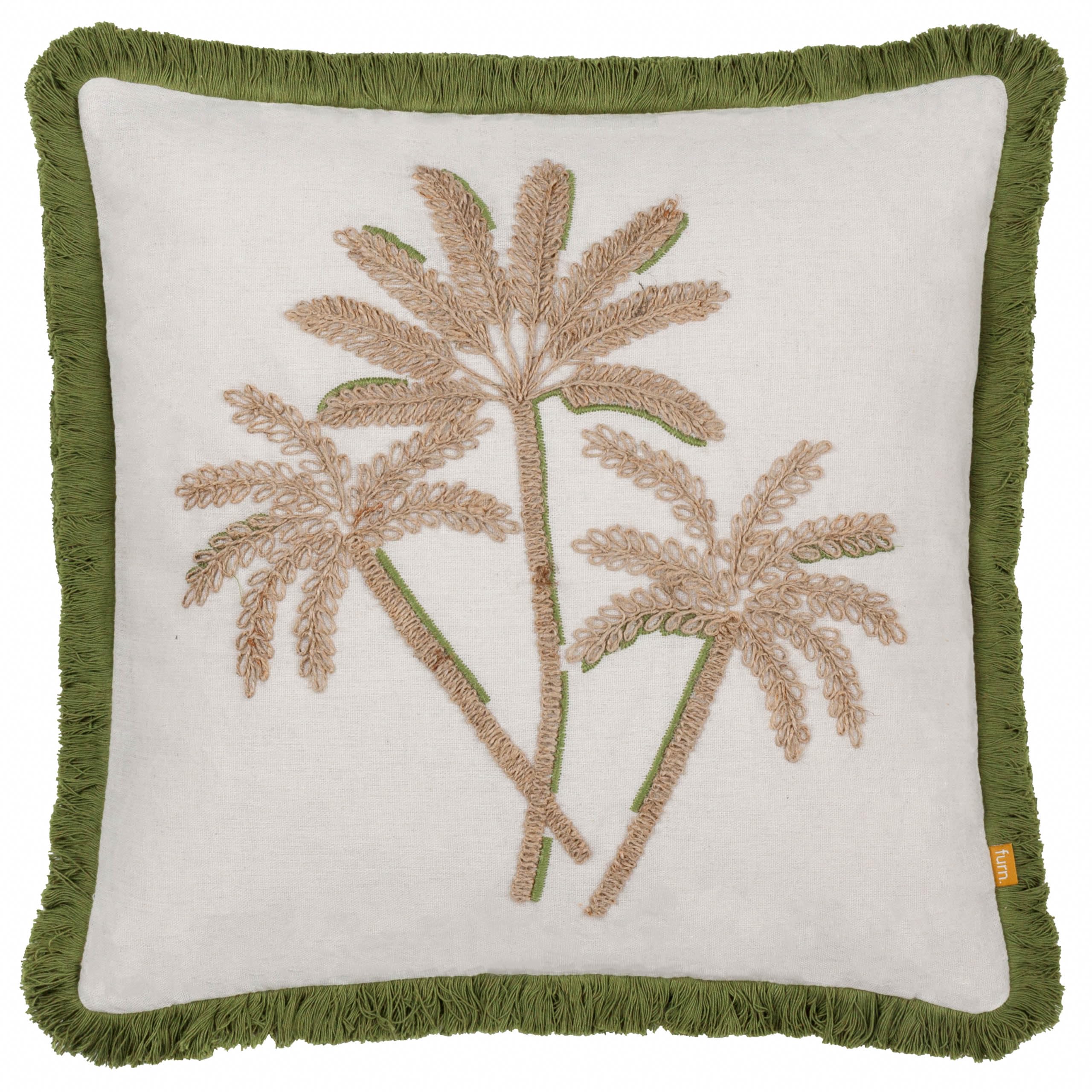 Furn. Green Palm Embroidered Cushion Cover - 45X45cm