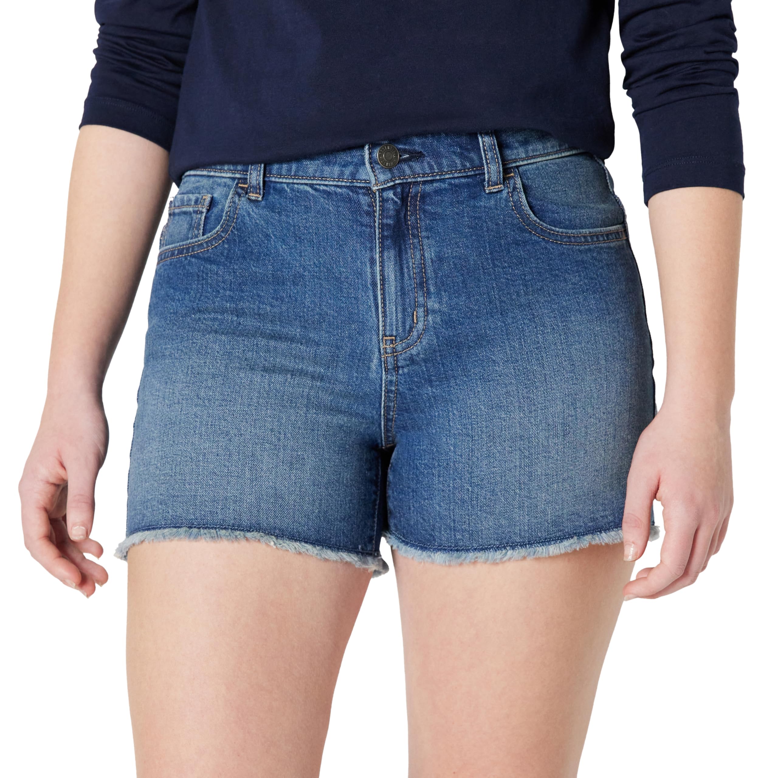 Amazon Essentials Mädchen Jeansshorts mit Mittlerem Stretchanteil, Mittelhohem Bund und Offenem Saum