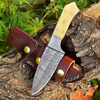 Beautiful Damascus Knife Made Of Remarkable Damascus Steel Multi Handles -Best Hunting Knife With Sheath TJ103 (Camel Bone) - SharpWorld