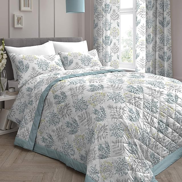 Dreams & Drapes - Emily - Quilted Bedspread - 230cm X 195cm in Duck Egg EMLDEKHUGD