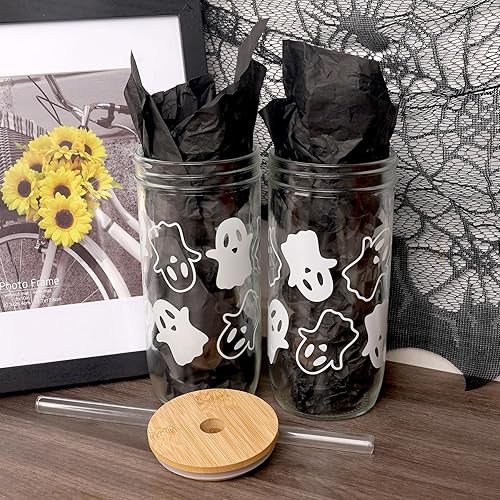 Miniatura 4 de ANOTION Taza de café helado, tarro Mason con tapa y pajilla, vaso de boca ancha de 24 onzas, vasos reutilizables para beber batidos y agua, botellas