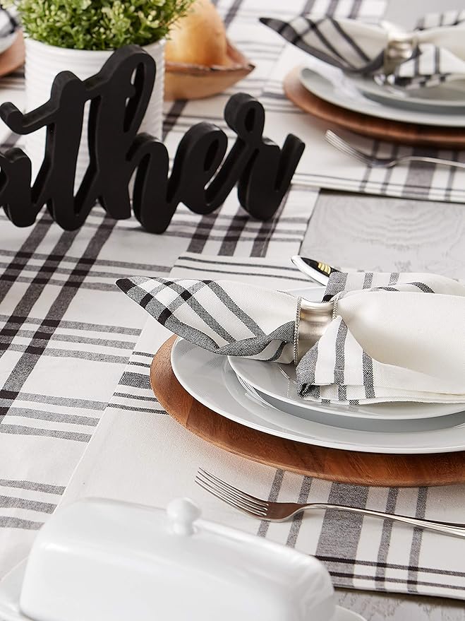 DII Home Sweet Farmhouse Servilleta 20x20 French Stripe Negro miniatura 4