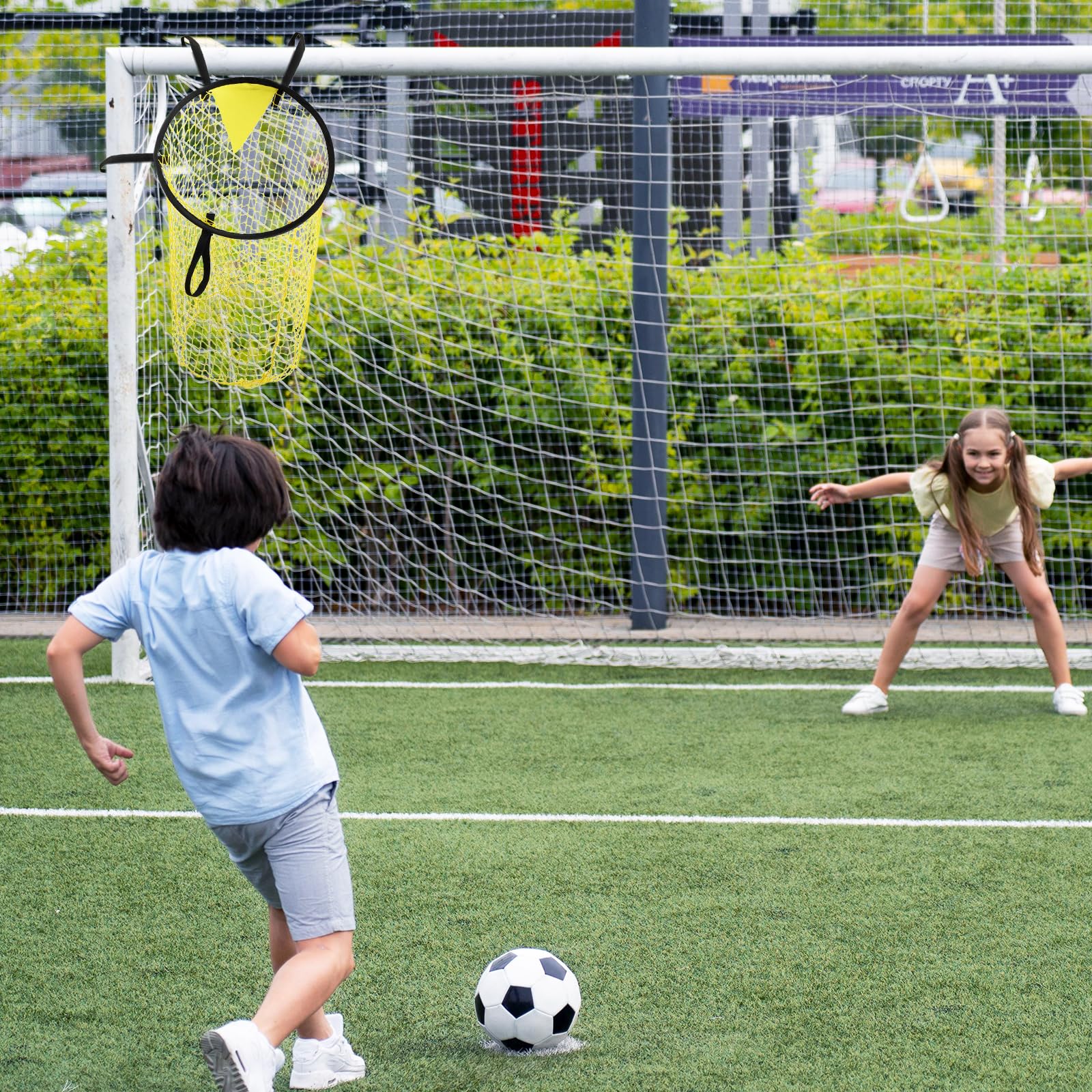 Filet De Football Pliable 45x60 Cm – 4 Sangles Ajustables, Jaune, Pour Entraînement De Précision, Enfants Et Adultes